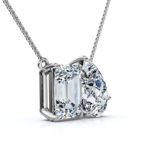 Lant si pandantiv Toi Et Moi 2 CT Moissanite [1]