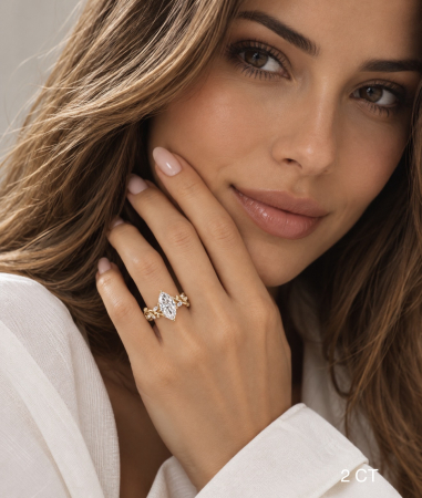 1.5-Carat Marquise-Cut Lab-Grown Diamond Engagement Ring with Botanical Details | Gold or Platinum [12]