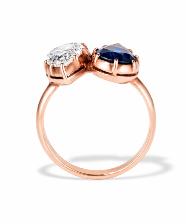 Inel logodnă Toi et Moi cu moissanite și safir albastru 2,5 CT – aur sau platină [4]