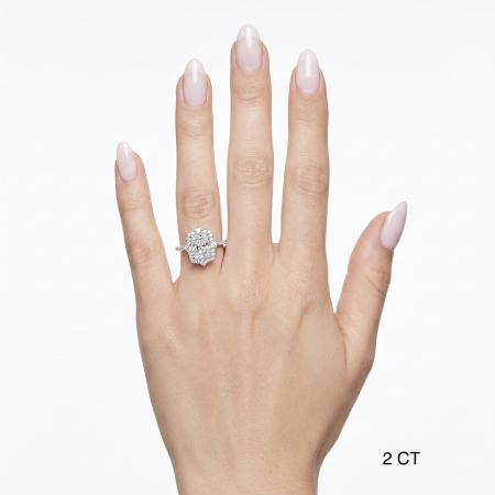 Inel de logodna moissanite radiant halo pavé D VSS1| aur sau platină [9]