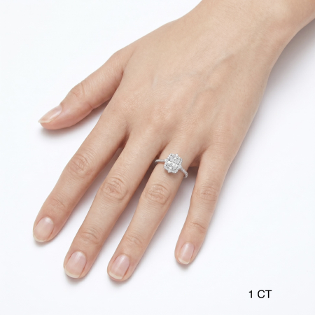 Inel de logodna moissanite radiant halo pavé D VSS1| aur sau platină [8]