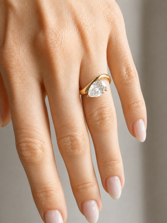 Pear Moissanite Engagement Ring 1.5 ct / 2 ct D VVS | Platinum Plated Silver, Yellow or Rose Gold [9]