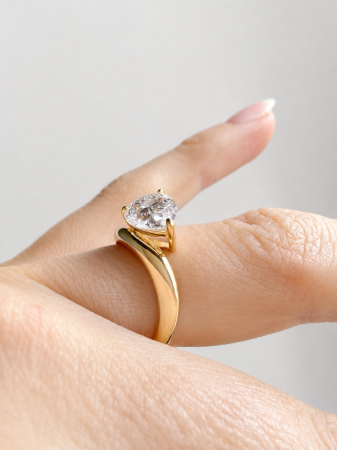 Pear Moissanite Engagement Ring 1.5 ct / 2 ct D VVS | Platinum Plated Silver, Yellow or Rose Gold [8]