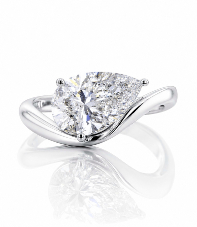 Silver - Pear Moissanite Engagement Ring 1.5 ct / 2 ct D VVS | Platinum Plated Silver, Yellow or Rose Gold