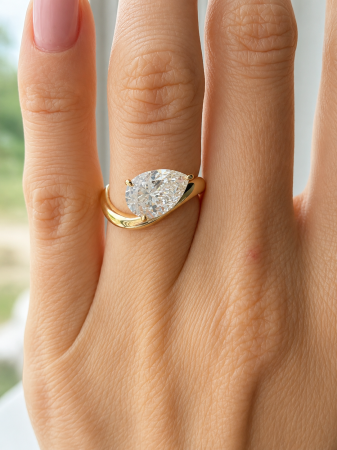 Pear Moissanite Engagement Ring 1.5 ct / 2 ct D VVS | Platinum Plated Silver, Yellow or Rose Gold [10]