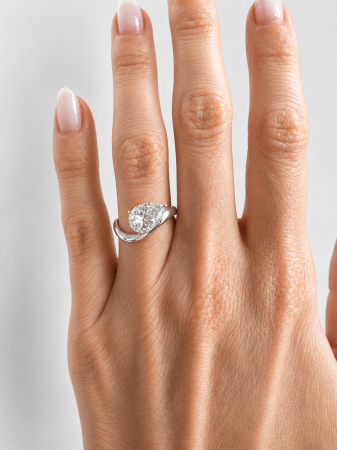 Pear Moissanite Engagement Ring 1.5 ct / 2 ct D VVS | Platinum Plated Silver, Yellow or Rose Gold [7]