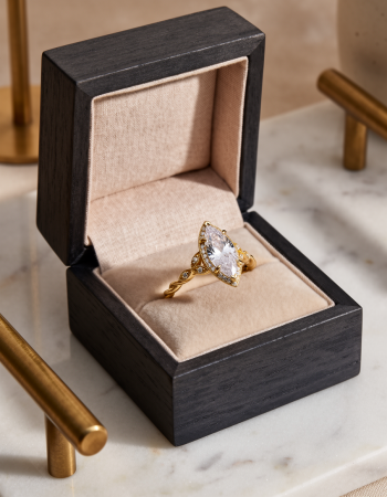 Inel Logodna Moissanite Marchiz & Halo– Milgrain si Detalii Vintage [15]