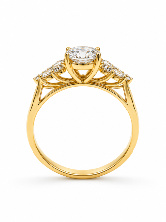 Inel de logodnă oval cu moissanite D VVS1 și accente marquise [4]