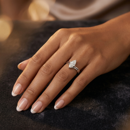 1–3 ct solitaire marquise lab-grown diamond engagement ring with double band [4]