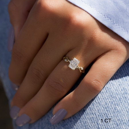 Inel de Logodnă Radiant cu Diamant de Laborator | Inel Elegant Inspirat din Natură [7]