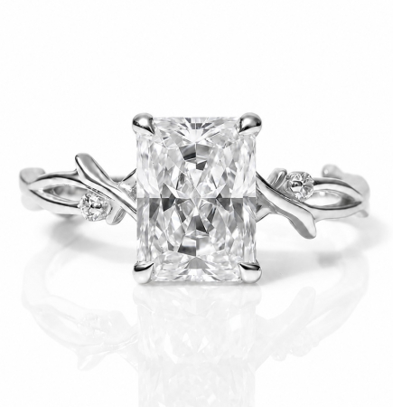 Vintage - Inel de Logodnă Radiant cu Diamant de Laborator | Inel Elegant Inspirat din Natură