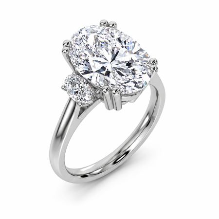 Inel de Logodna cu Diamant de Laborator Oval 1-4 Carate E VS1 cu Diamante Marquise și Rotunde | Argint, Aur sau Platina [1]