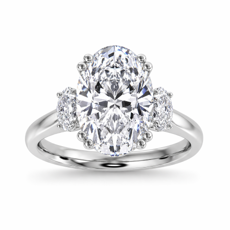 Diamante de laborator - Inel de Logodna cu Diamant de Laborator Oval 1-4 Carate E VS1 cu Diamante Marquise și Rotunde | Argint, Aur sau Platina