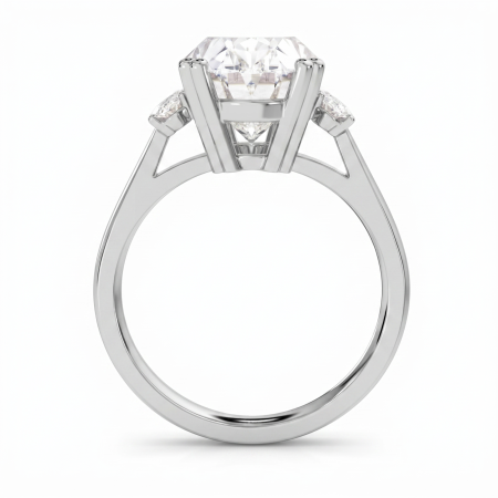 Inel de Logodna cu Diamant de Laborator Oval 1-4 Carate E VS1 cu Diamante Marquise și Rotunde | Argint, Aur sau Platina [2]