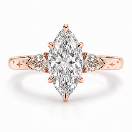 Inel Logodnă Marquise Diamant de Laborator E VS1 | Diamante Champagne [2]
