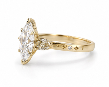 Inel Logodnă Marquise Diamant de Laborator E VS1 | Diamante Champagne [3]