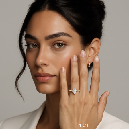 Inel Logodnă Marquise Diamant de Laborator E VS1 | Diamante Champagne [8]