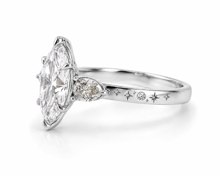 Inel Logodnă Marquise Diamant de Laborator E VS1 | Diamante Champagne [4]