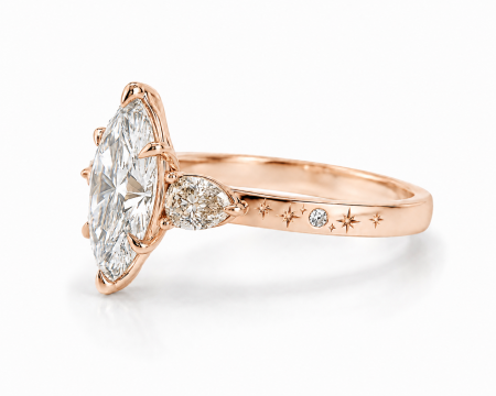 Inel Logodnă Marquise Diamant de Laborator E VS1 | Diamante Champagne [5]
