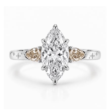 Inele - Inel Logodnă Marquise Diamant de Laborator E VS1 | Diamante Champagne