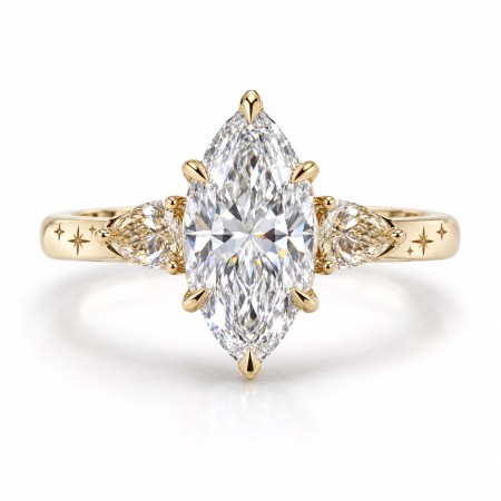 Inel Logodnă Marquise Diamant de Laborator E VS1 | Diamante Champagne [1]