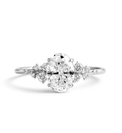 Pietre laterale - Inel logodna diamant laborator oval E VS1, certificat IGI, detalii natura | Argint, Aur, Platina