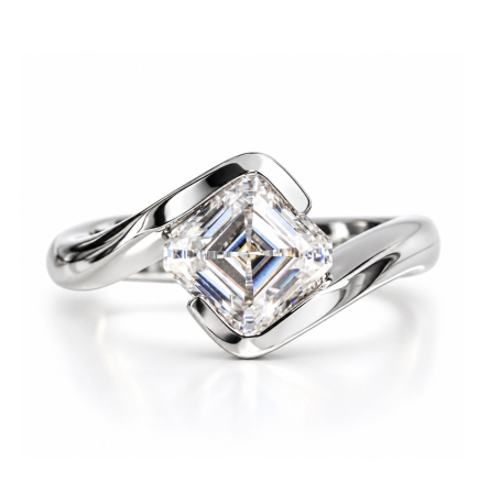 Inele - Inel de logodnă cu Moissanite Asscher 1 ct D VVS – The Camille