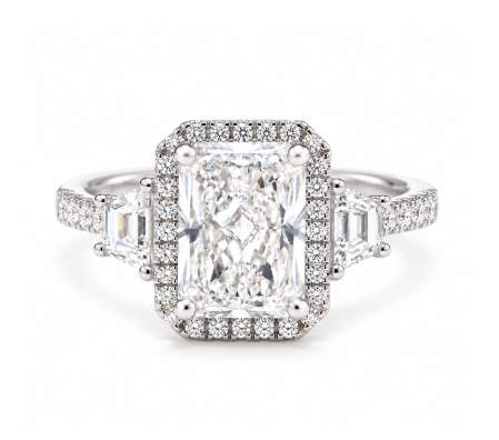 Halo - Inel de logodnă cu Diamant de Laborator Radiant – The Celine
