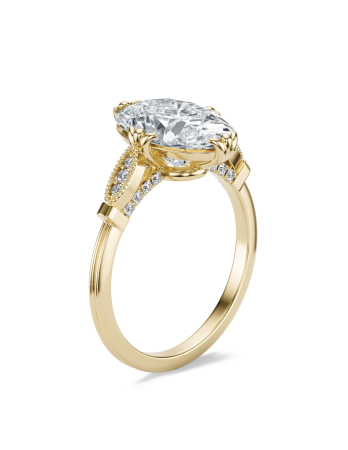 Inel logodnă diamant de laborator oval E VS1 – hidden halo și pavé galerie – aur sau platină [3]