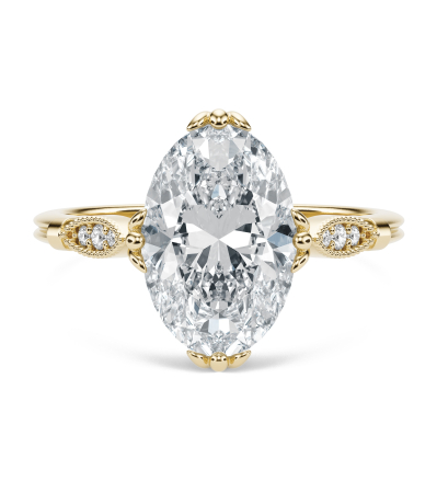 Inel logodnă diamant de laborator oval E VS1 – hidden halo și pavé galerie – aur sau platină [1]