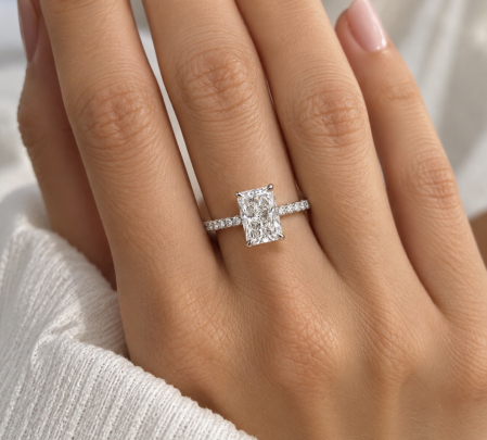 Radiant hidden halo lab-grown diamond engagement ring [3]