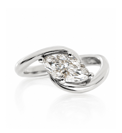Rings - The Elle - East-West Solitaire Marquise Moissanite Ring