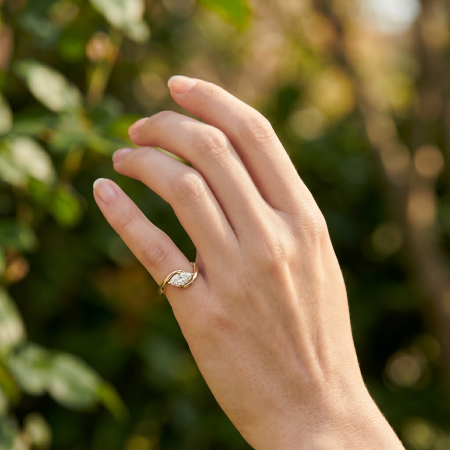 The Elle - East-West Solitaire Marquise Moissanite Ring [5]