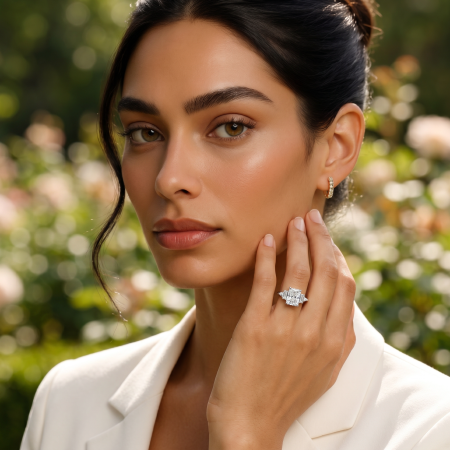 Radiant lab-grown diamond engagement ring – Cluster baguette, marquise and round diamonds [8]