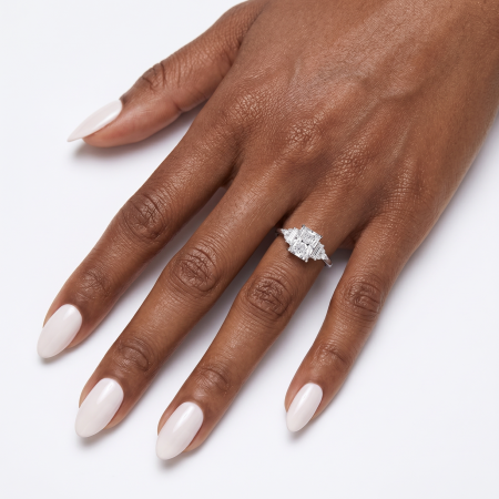 Radiant lab-grown diamond engagement ring – Cluster baguette, marquise and round diamonds [6]