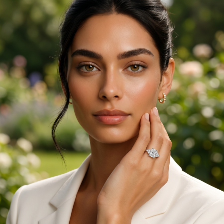 Radiant lab-grown diamond engagement ring – Cluster baguette, marquise and round diamonds [9]