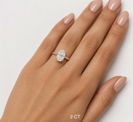 Inel Logodnă Diamant Laborator Oval E VS1 – Aur 10K, 14K, 18K, Platină, Argint | The Elysia [4]
