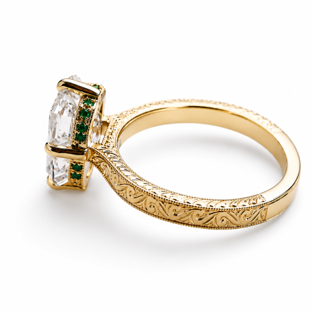 – Emerald Cut Lab-Ground Diamond Engagement Ring and Hidden Halo with Emeralds [4]