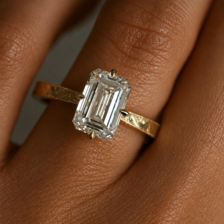 – Emerald Cut Lab-Ground Diamond Engagement Ring and Hidden Halo with Emeralds [8]