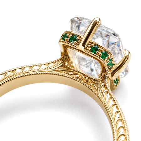 – Emerald Cut Lab-Ground Diamond Engagement Ring and Hidden Halo with Emeralds [3]
