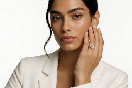 Radiant Lab-Ground Diamond and Trillion Diamond Engagement Ring | Trilogy [9]