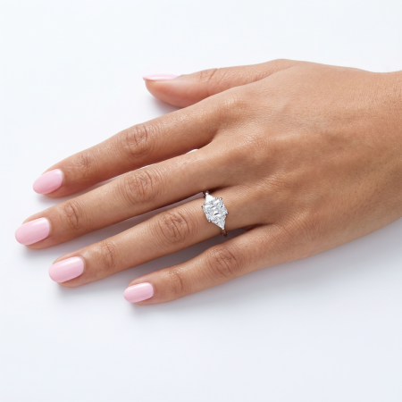 Radiant Lab-Ground Diamond and Trillion Diamond Engagement Ring | Trilogy [7]