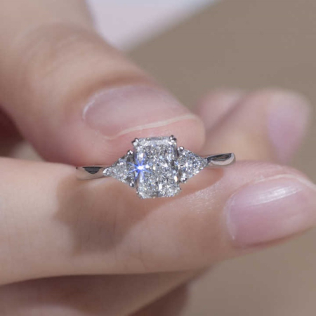 Radiant Lab-Ground Diamond and Trillion Diamond Engagement Ring | Trilogy [10]