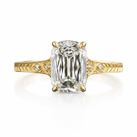 Inel logodna diamant laborator Ashoka (Criss Cut) – Model vintage, Setare bezel | Argint, Aur sau platina [1]