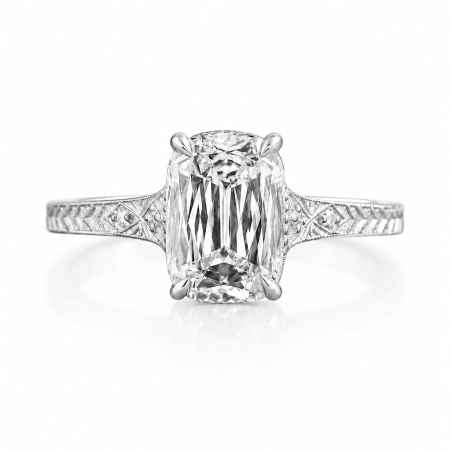 Diamante de laborator - Inel logodna diamant laborator Ashoka (Criss Cut) – Model vintage, Setare bezel | Argint, Aur sau platina