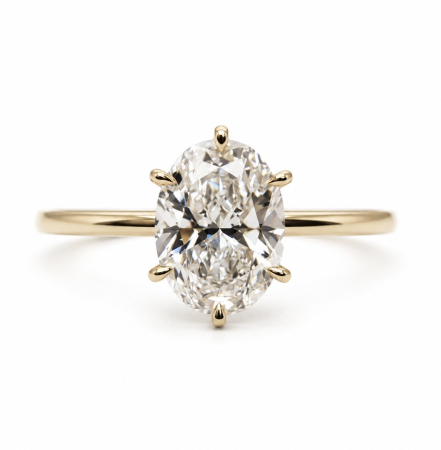 Oval E VS1 Moissanite Engagement Ring | Vintage Design with Tulip Setting [1]