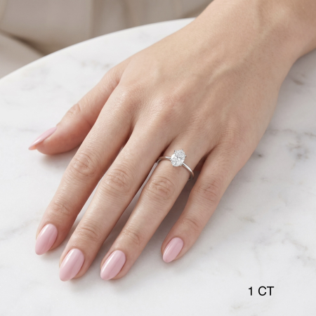 Inel de Logodnă cu Diamant de Laborator Oval E VS1 | Design Vintage cu Setare Lalea [6]