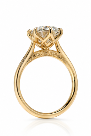 Oval E VS1 Moissanite Engagement Ring | Vintage Design with Tulip Setting [5]