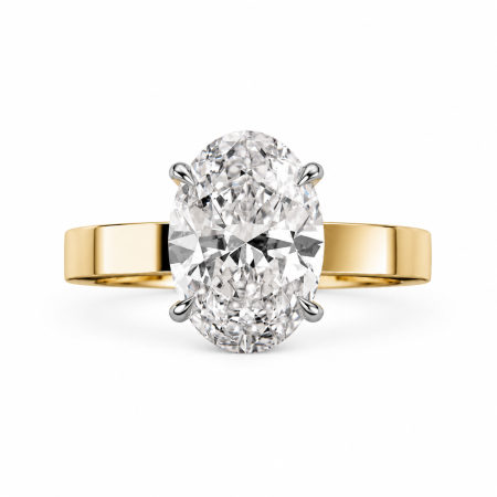 Oval E VS1 Lab-Grown Diamond Engagement Ring, Cigar Band | Gold, Platinum or Silver [1]