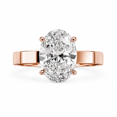 Oval E VS1 Lab-Grown Diamond Engagement Ring, Cigar Band | Gold, Platinum or Silver [2]